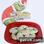 Grinch-Themed Chocolate Sandwich Cookies Recipe 2 Grinch cookie close-up