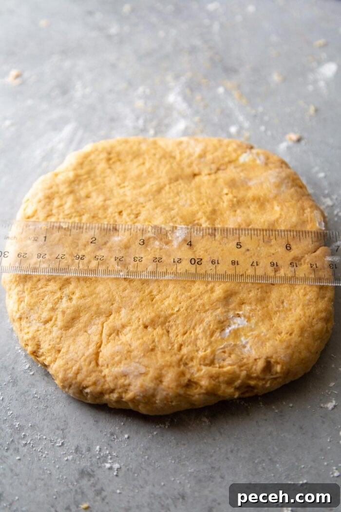 Maple-Glazed Pumpkin Scones Recipe for Fall Baking 7 pat scone dough into a circle about 7-inch wide.