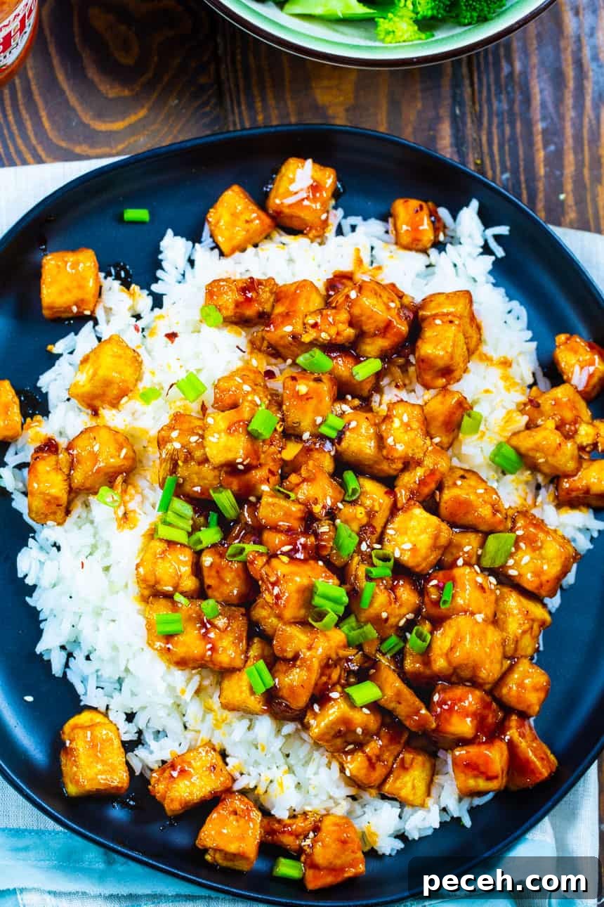 Overhead of Firecracker Tofu over rice.