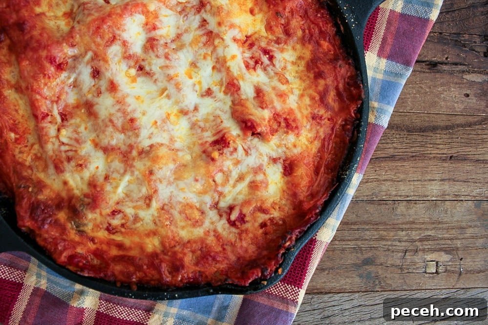 One-Pan Turkey Sausage Lasagna with Roasted Vegetables 5 skillet-lasagna-with-turkey-sausage-and-vegetables-5