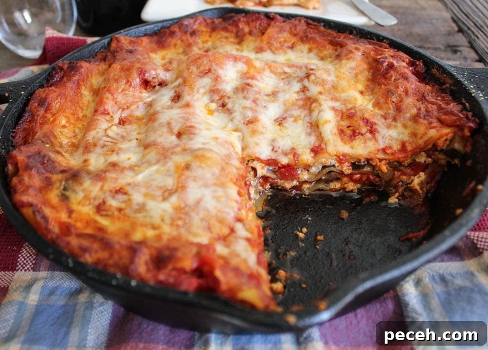 One-Pan Turkey Sausage Lasagna with Roasted Vegetables 6 skillet-lasagna-with-turkey-sausage-and-vegetables-4