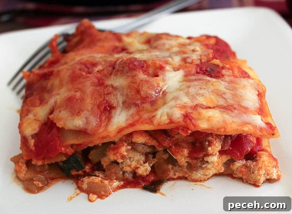 One-Pan Turkey Sausage Lasagna with Roasted Vegetables 4 skillet-lasagna-with-turkey-sausage-and-vegetables-3