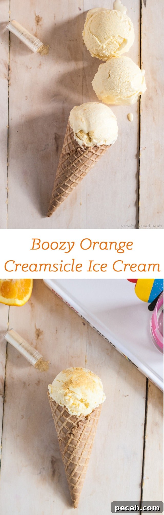Orange Creamsicle Ice Cream with Rum — Adult Dessert Recipe 8 boozy orange creamiscle ice cream