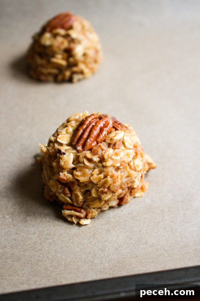 Chewy Oatmeal Toffee Pecan Cookies Recipe 4 Close-up of cookie