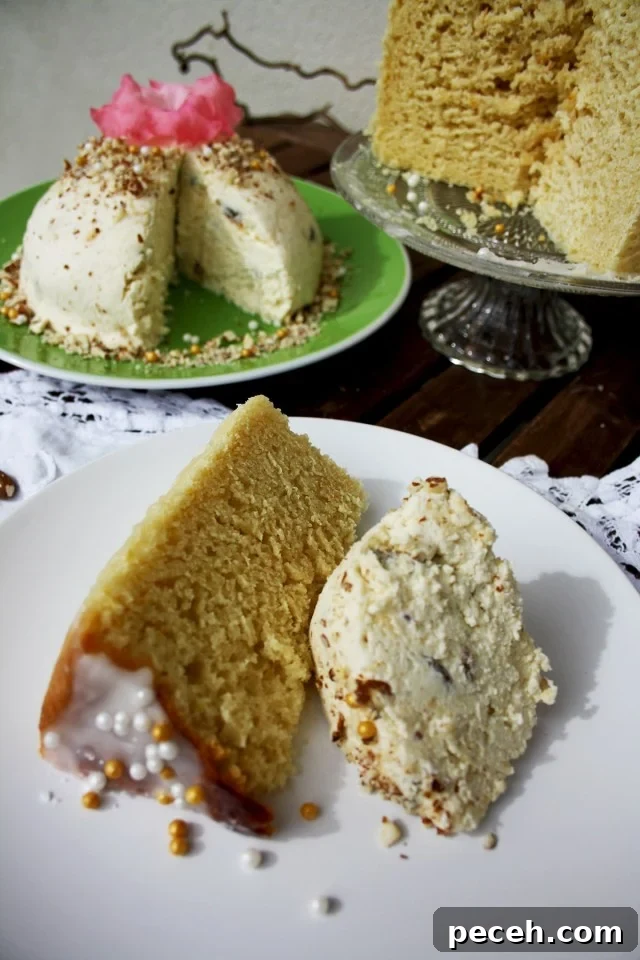Healthier Russian Easter Paskha Two Pieces on a White Plate