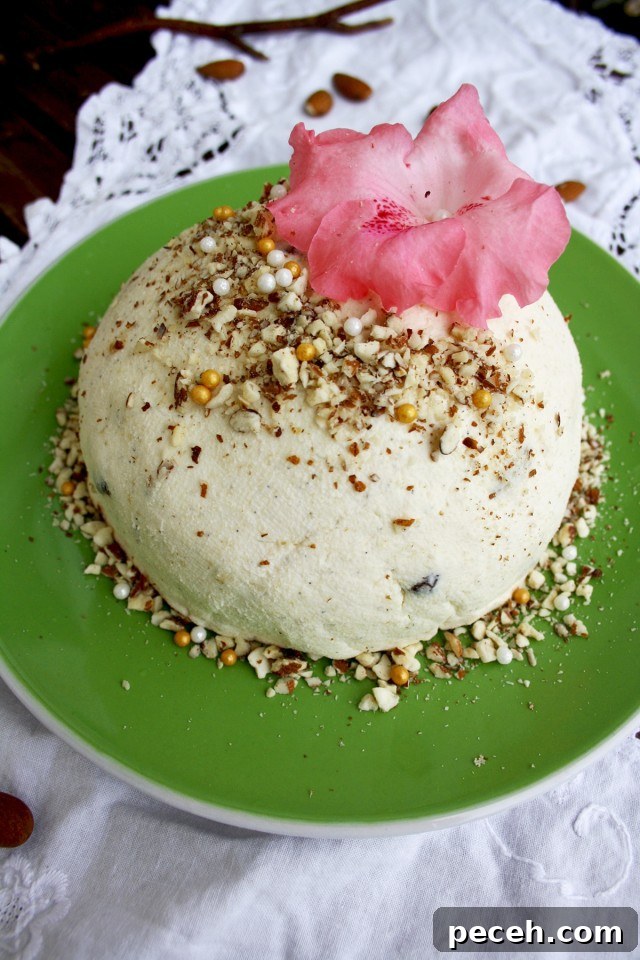 Healthier Russian Easter Paskha with a Pink Beauty on Top
