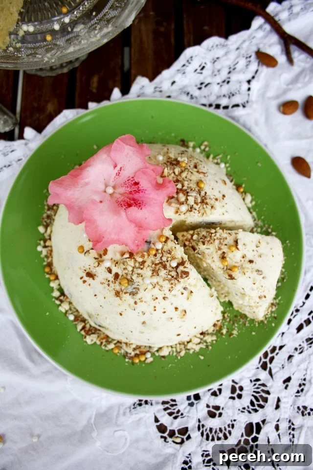Healthier Russian Easter Paskha Overhead with One Piece Cut Out