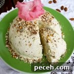 Healthier Russian Easter Paskha with a Piece Ready to Be Served