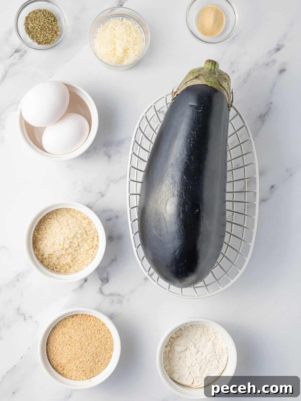 Crispy Air-Fried Eggplant Slices: Quick Restaurant-Style Recipe 3 Ingredients needed for crispy air fryer eggplant.