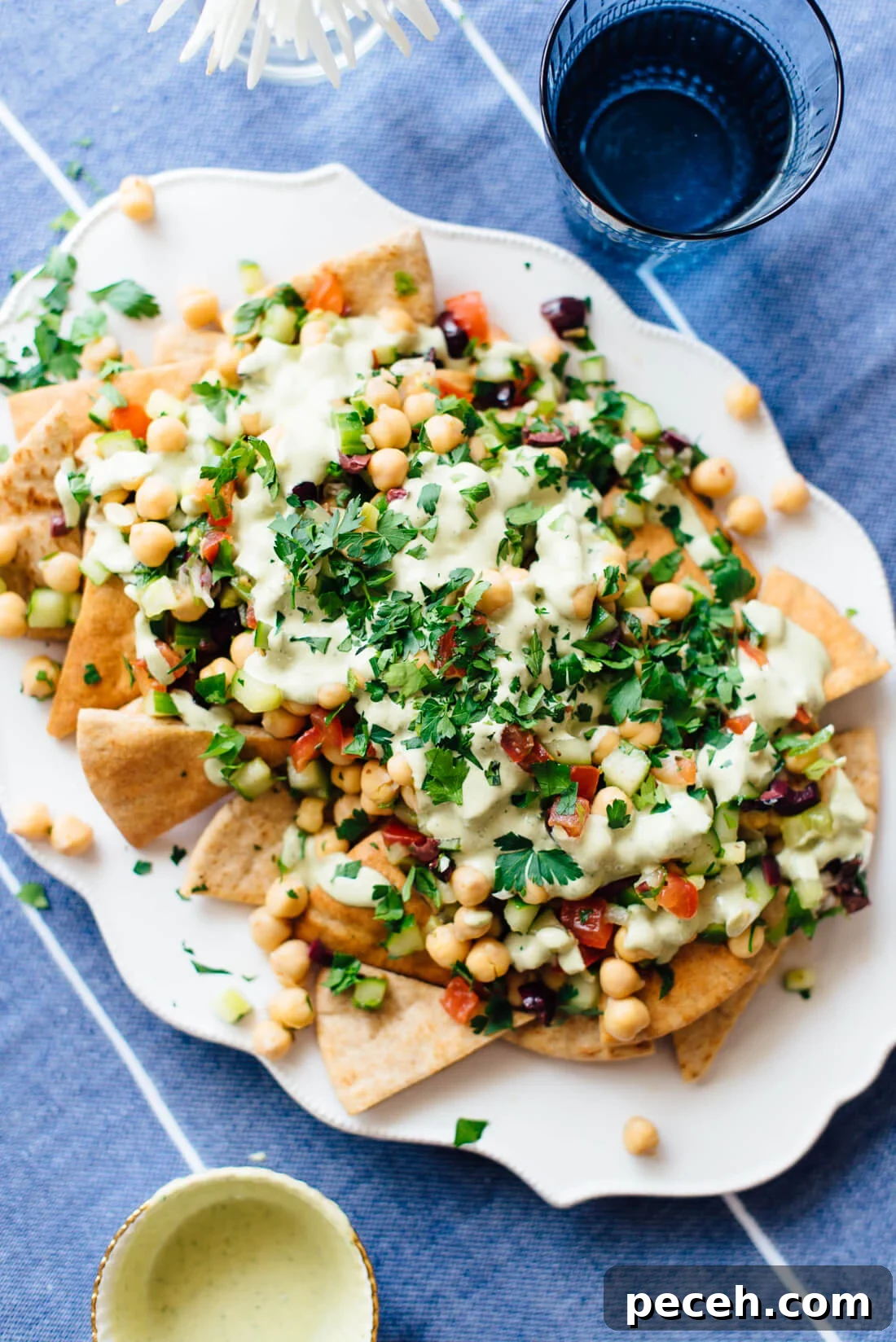 10 Spring Recipes to Try from Love Real Food 8 Fresh Greek Nachos with Herbed Tahini Sauce