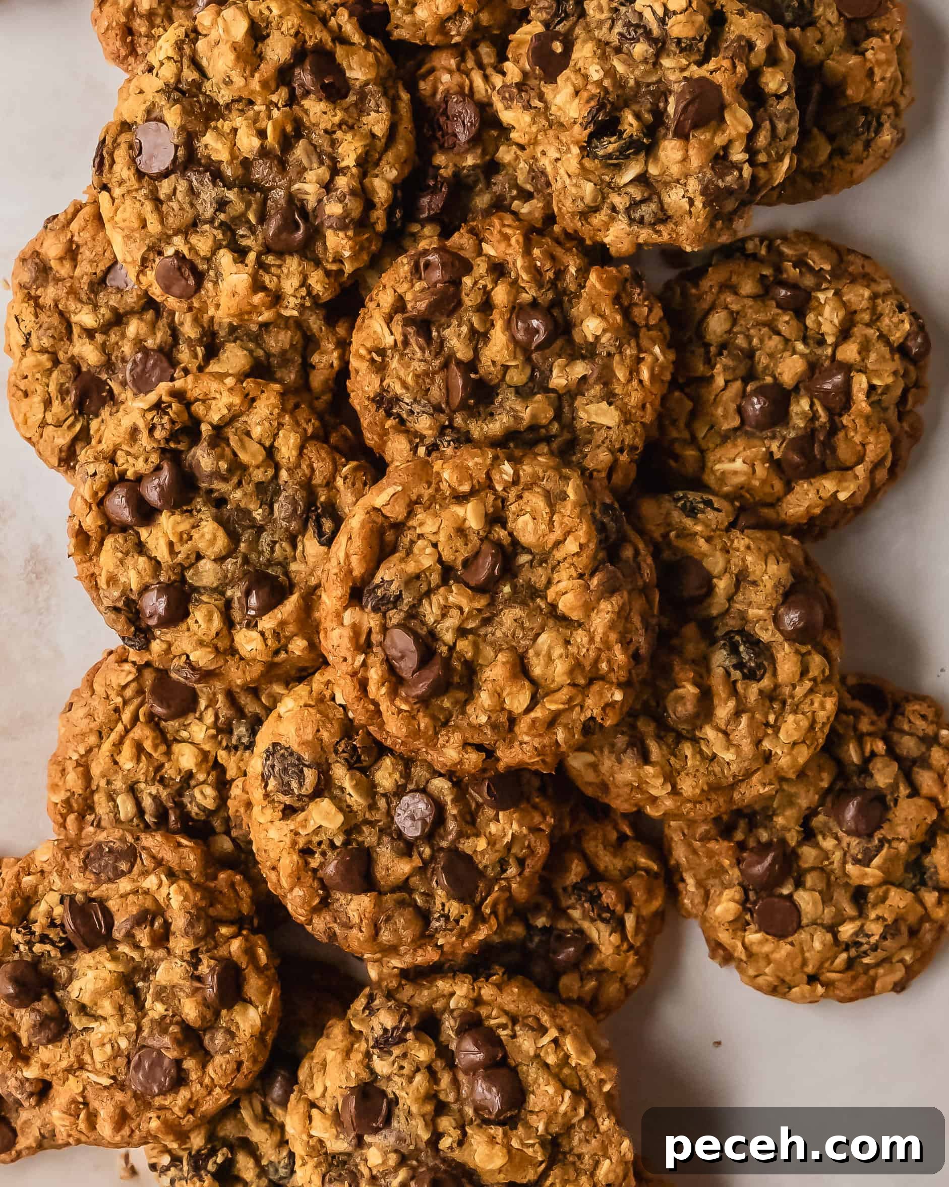 Oatmeal raisin chocolate chip cookies are deliciously soft, cinnamon spiced oatmeal cookies filled with raisins and chocolate chips. These cozy, easy to make oatmeal chocolate chip raisin cookies have soft and chewy centers with crisp, buttery edges. 
