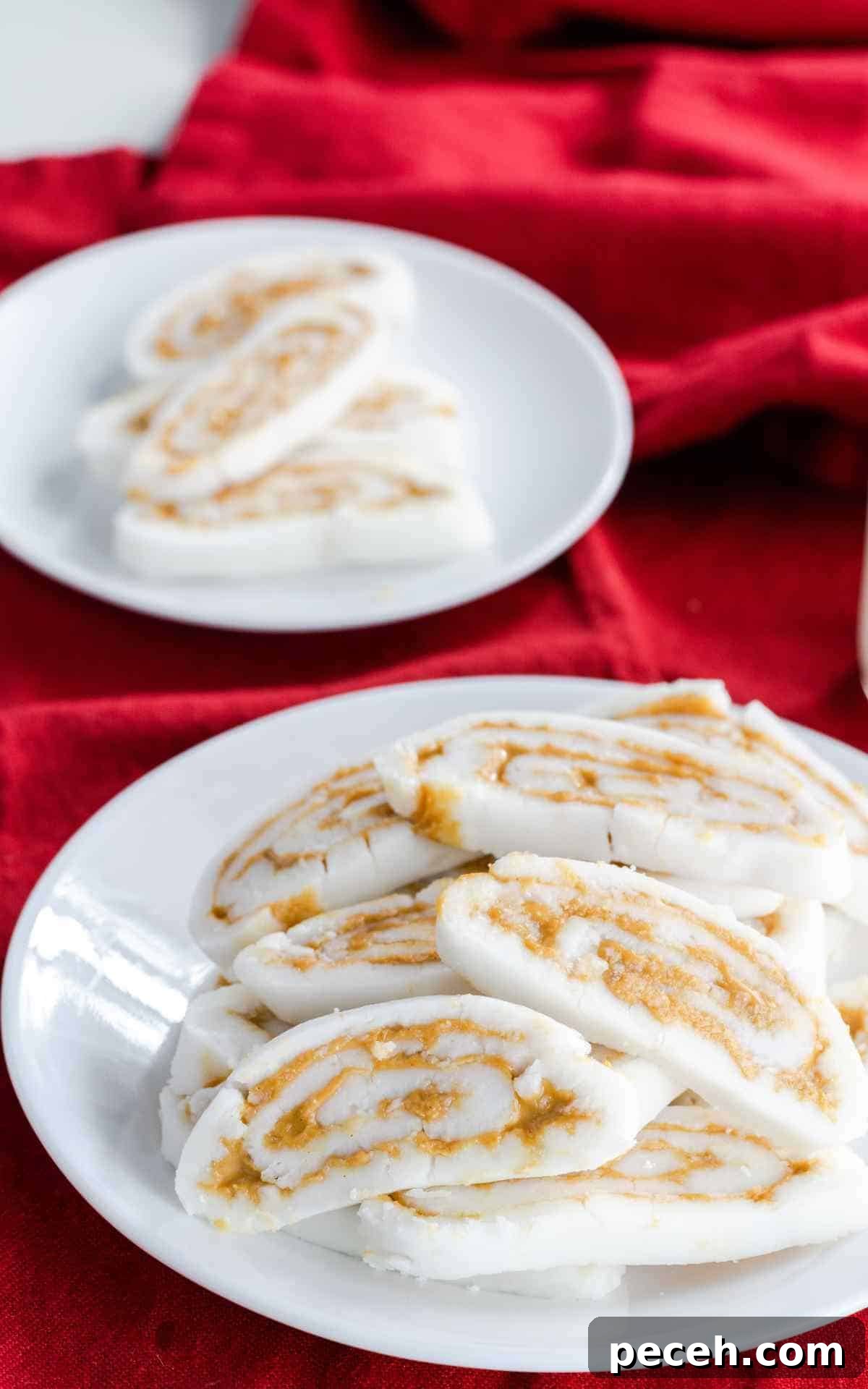 Two plates of old fashioned potato candy.