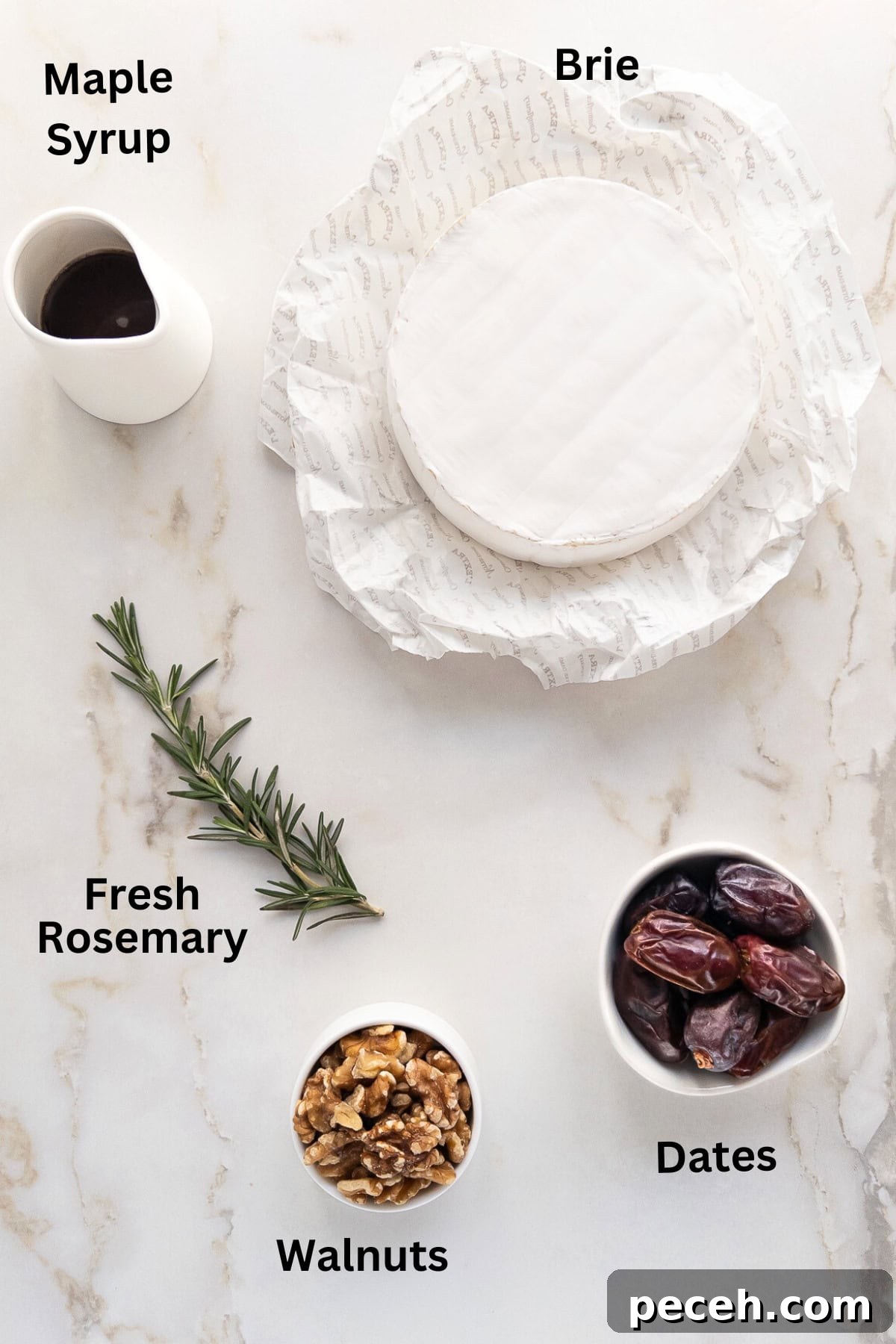Baked Brie with Caramelized Dates and Toasted Walnuts 3 Ingredients needed for Baked Brie recipe.