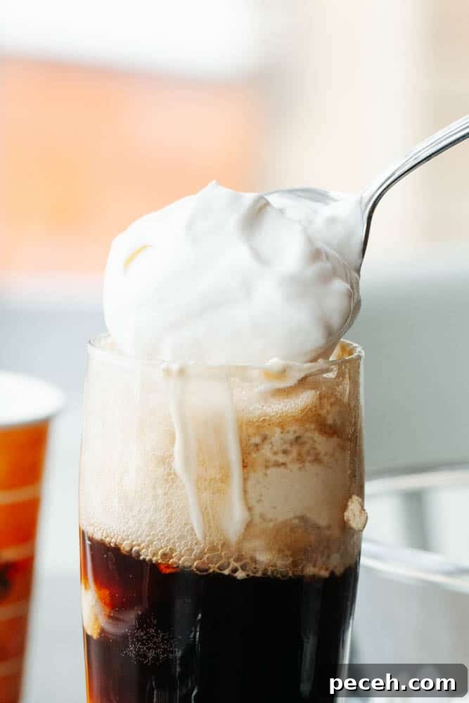 Vegan Guinness Caramel Ice Cream Float Recipe 8 Pouring Guinness over ice cream
