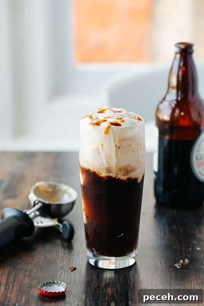 Vegan Guinness Caramel Ice Cream Float Recipe 10 Finished float with caramel drizzle