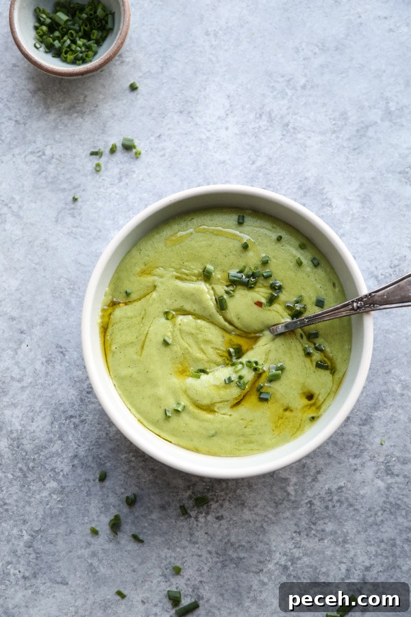 Easy Creamy Parsnip Soup with Three Herbs and Garlic Oil