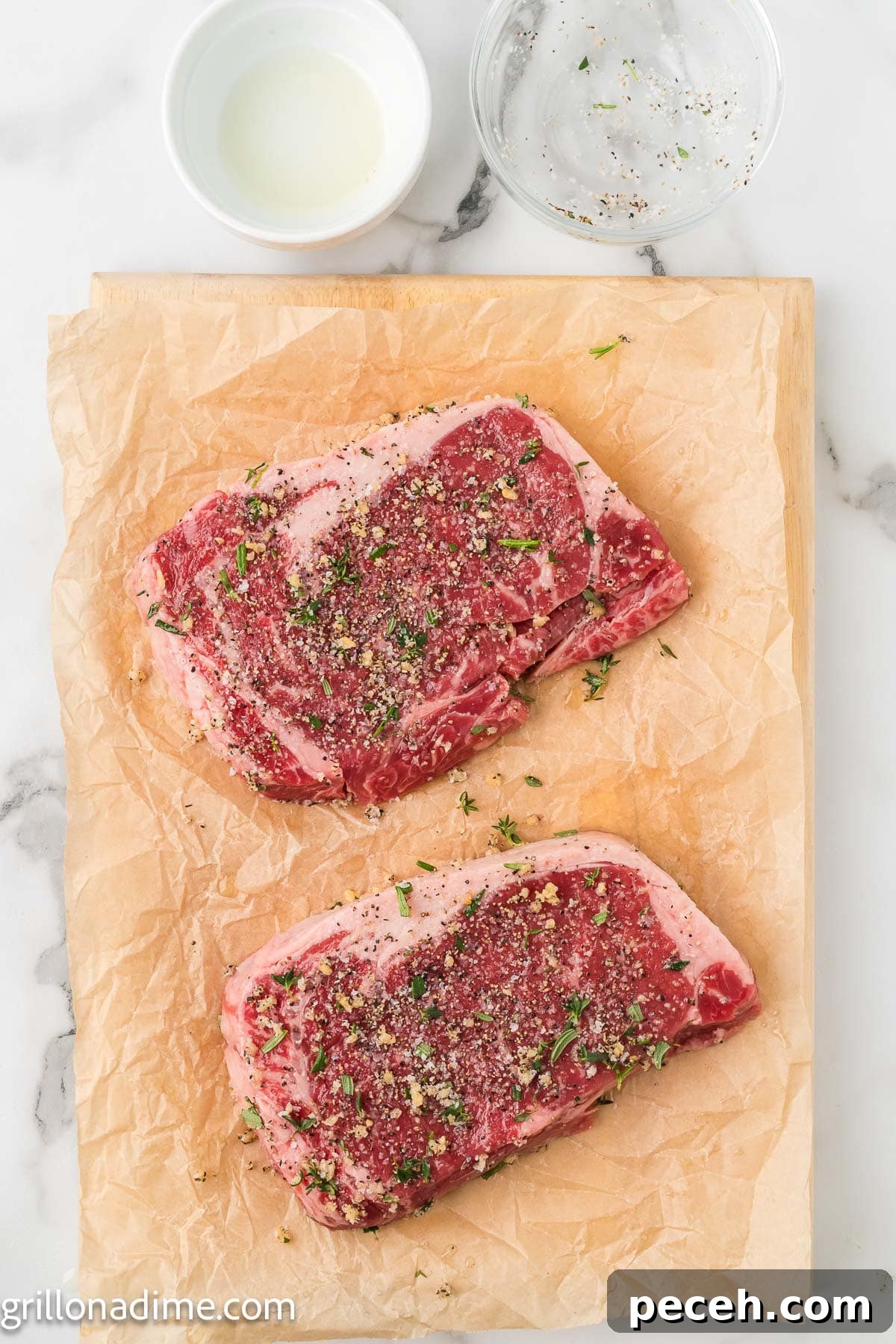 Perfect Cast-Iron Steak: Searing Tips for Juicy, Flavorful Results 6 Rubbing the steaks with the fresh herbs