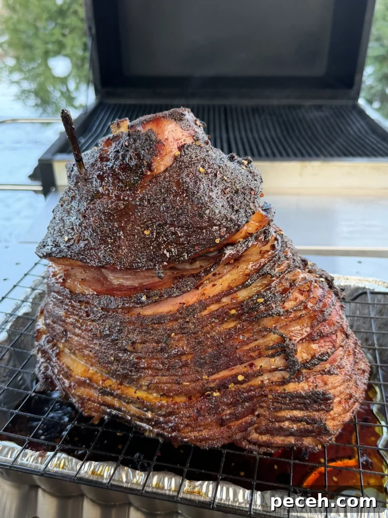 Classic Christmas Glazed Ham Recipe for Holiday Dinner 10 finalized christmas ham in the smoker