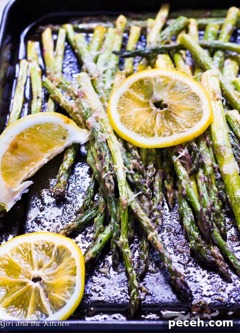 Zesty Lemon Parmesan Asparagus Recipe for Spring Sides 2 This Lemon Parmesan Asparagus is the perfect side dish for any entree! It is crispy, savory and delicious, best of all it is ideal for a quick and easy weeknight veggie as it comes together in two minutes and and roasts up in only seven minutes!