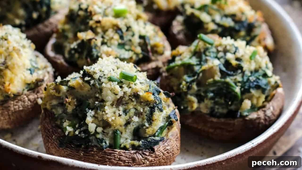 Vegan Stuffed Mushrooms with Ricotta and Spinach