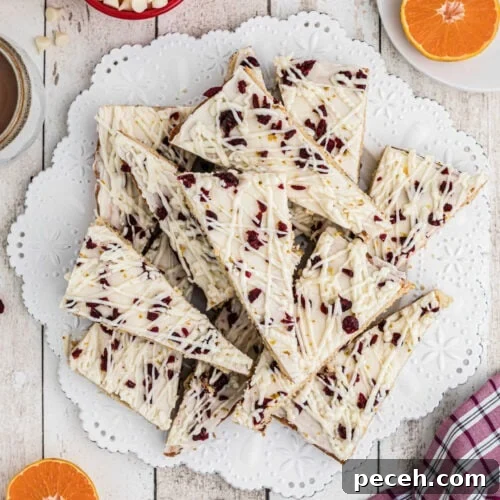Overhead shot of cranberry bliss bars.