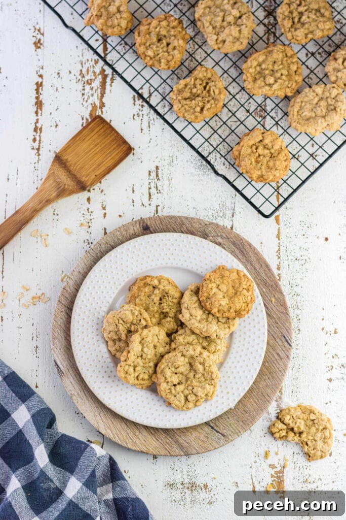 Overhead view of cookies on a plate.