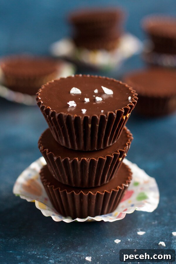 Homemade Peanut Butter Cups A stack of Homemade Peanut Butter Cups