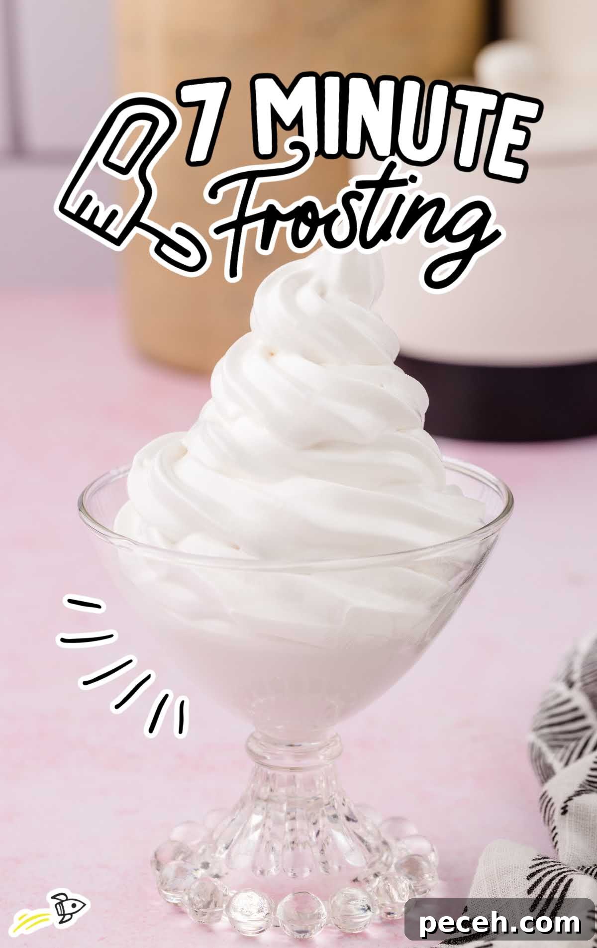 7-Minute Frosting Recipe: Light, Fluffy Meringue Icing 2 close up shot of 7 Minute Frosting in a glass cup