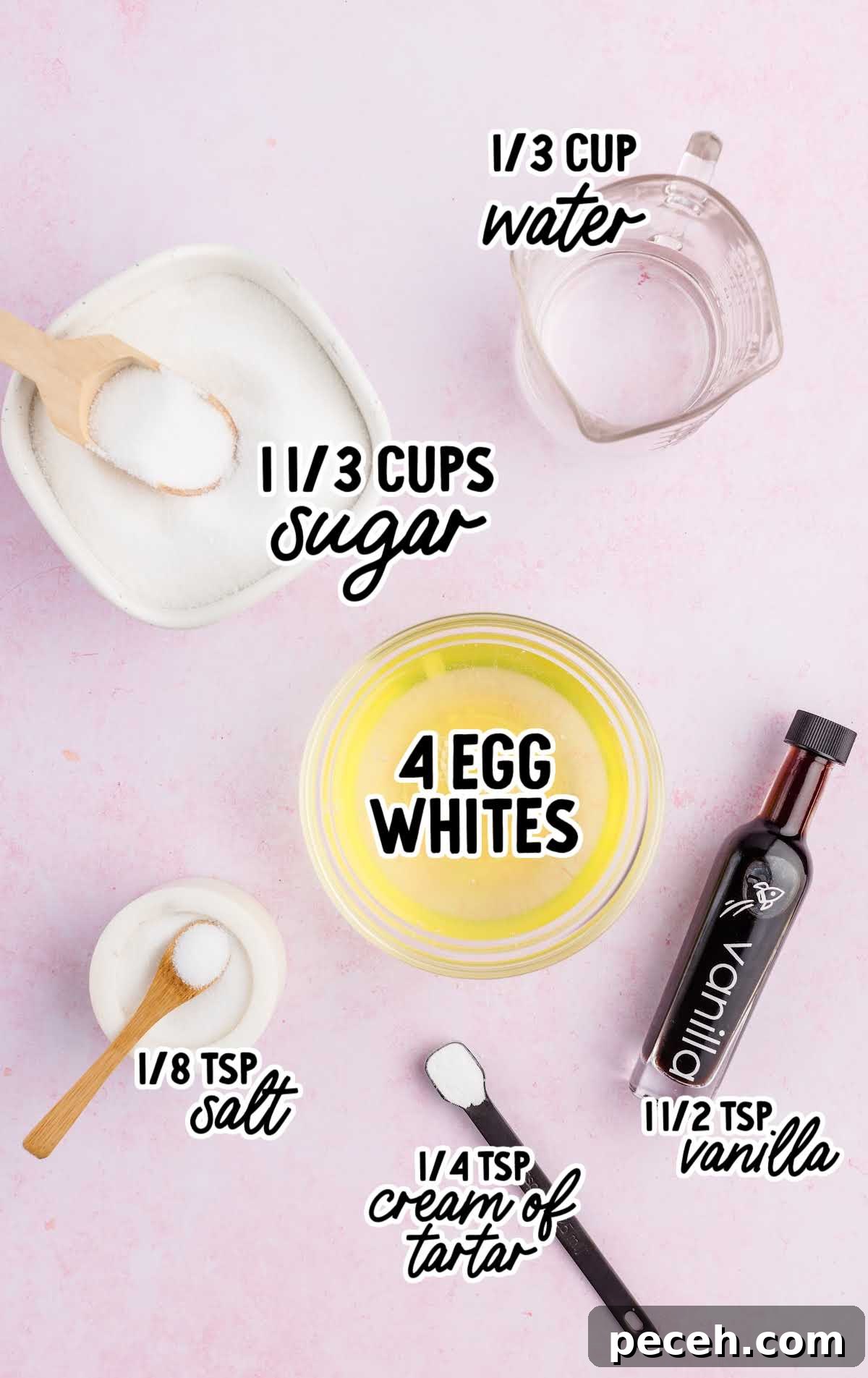 7-Minute Frosting Recipe: Light, Fluffy Meringue Icing 3 7 Minute Frosting raw ingredients that are labeled