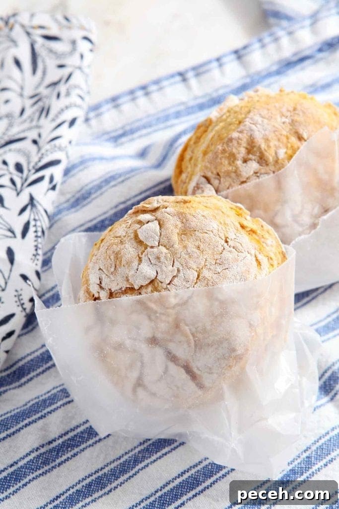 Vegan Pumpkin Biscuits with Maple Cinnamon Butter 5 Two biscuits wrapped in parchment paper on linens