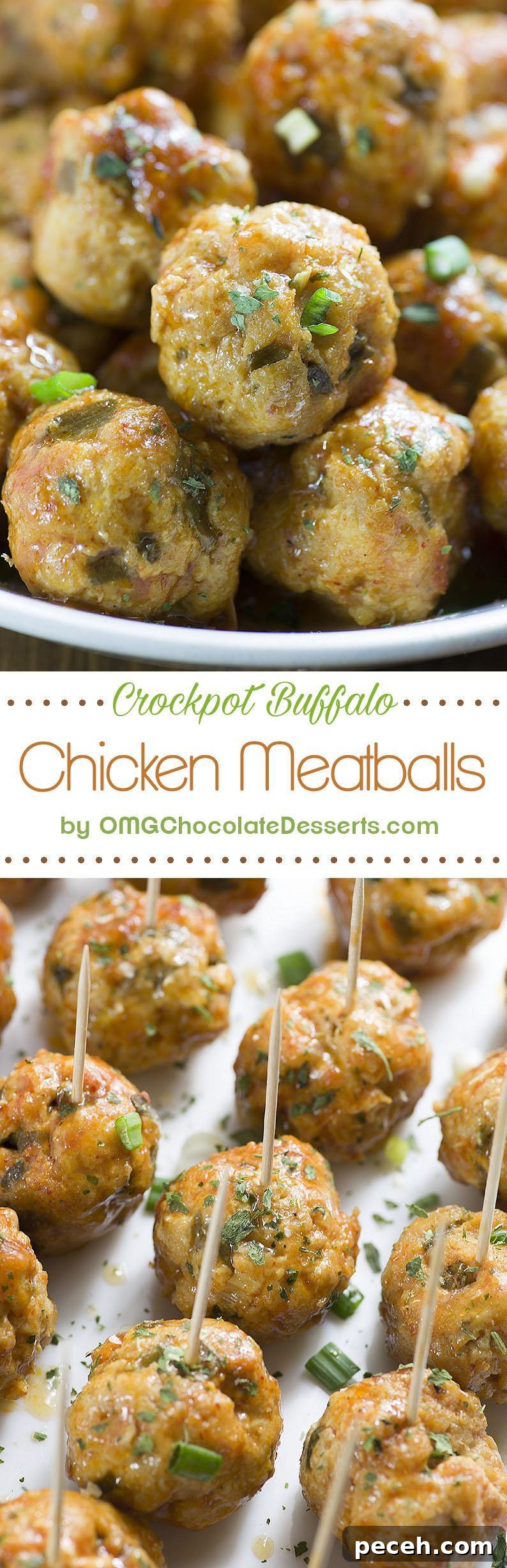 Buffalo Chicken Meatballs - fun and easy recipe for the perfect bite sized appetizer.