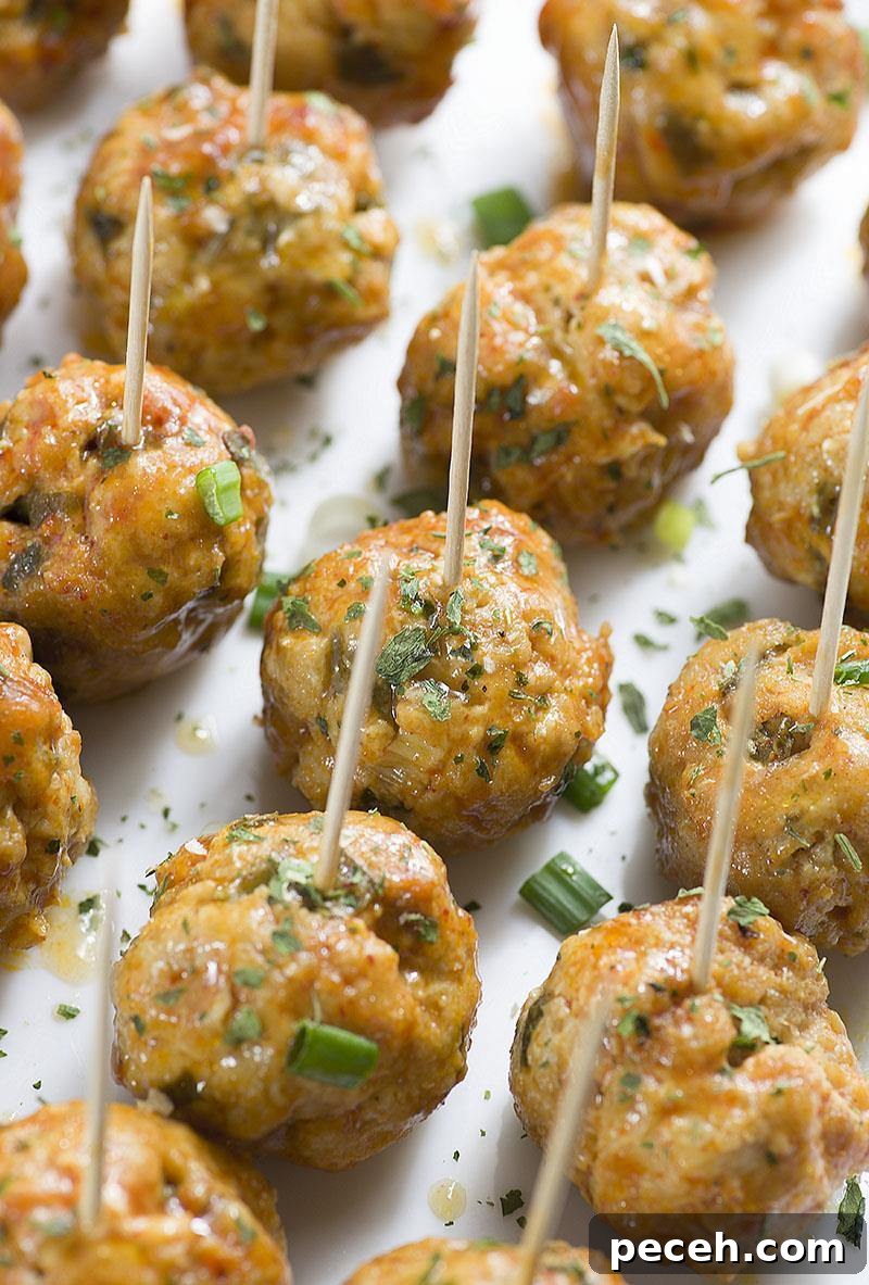 Buffalo Chicken Meatballs - fun and easy recipe for the perfect bite sized appetizer.