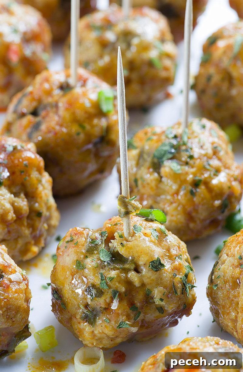 Buffalo Chicken Meatballs - fun and easy recipe for the perfect bite sized appetizer.