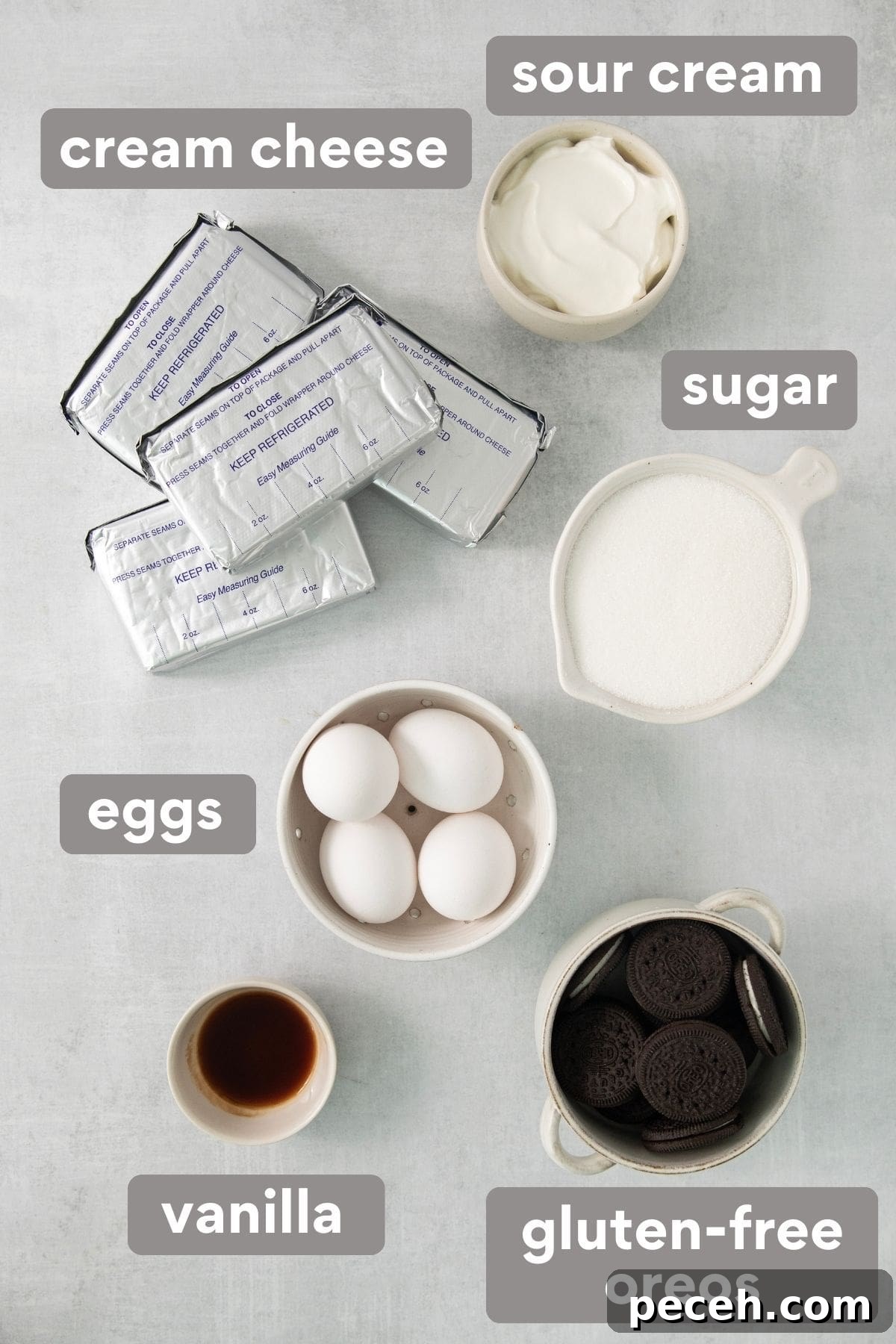 Cheesecake ingredients on a countertop