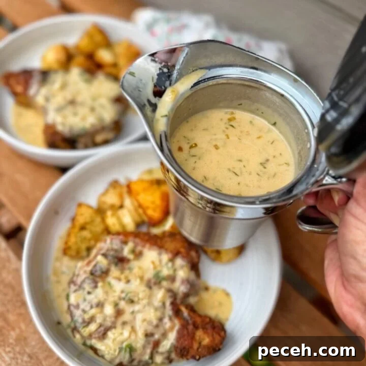 Pickle Brined Fried Pork Chops with Creamy Dill Dijon Gravy