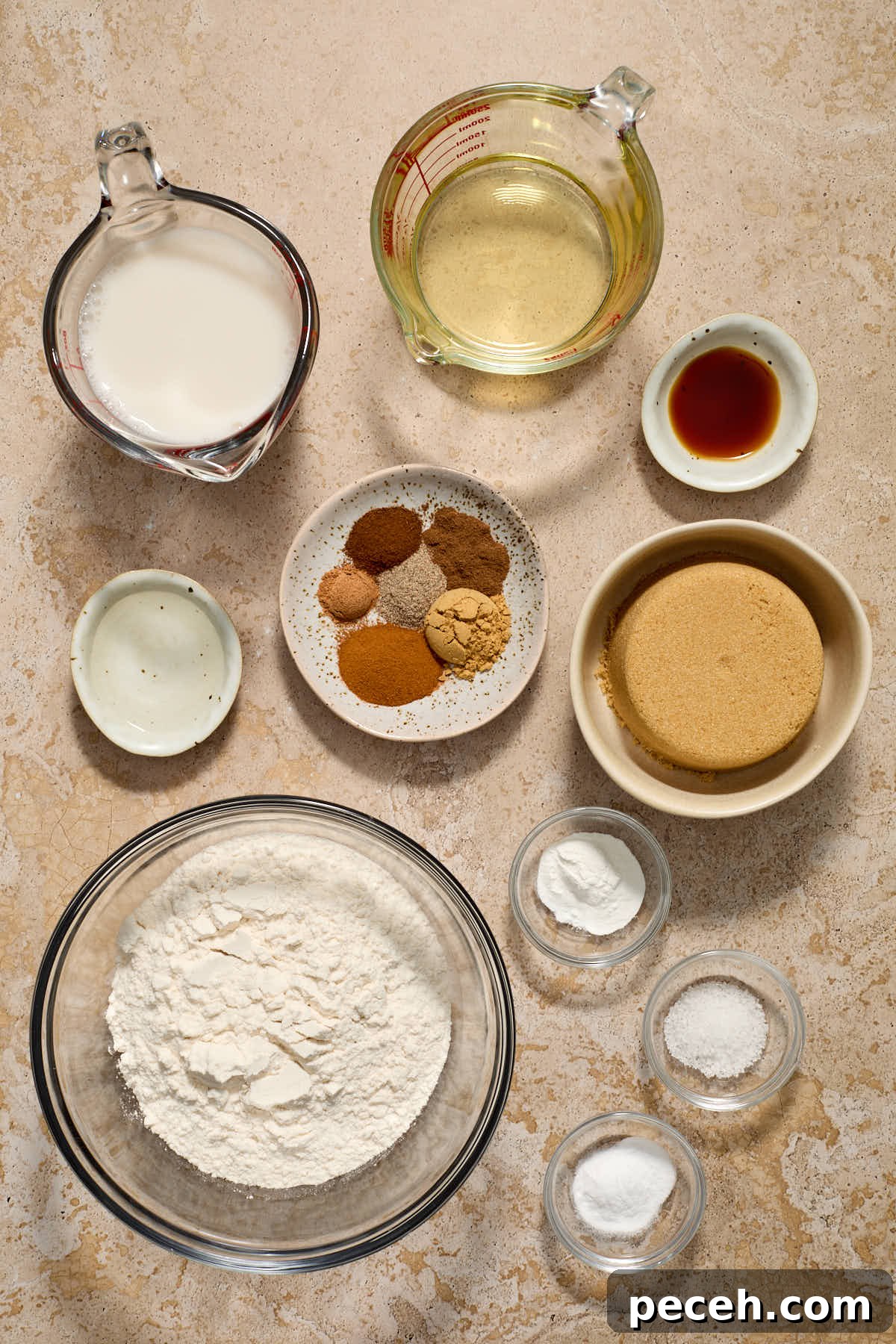 Vegan Chai-Spiced Layer Cake Recipe 3 Ingredients to make chai spice cake arranged in individual dishes.