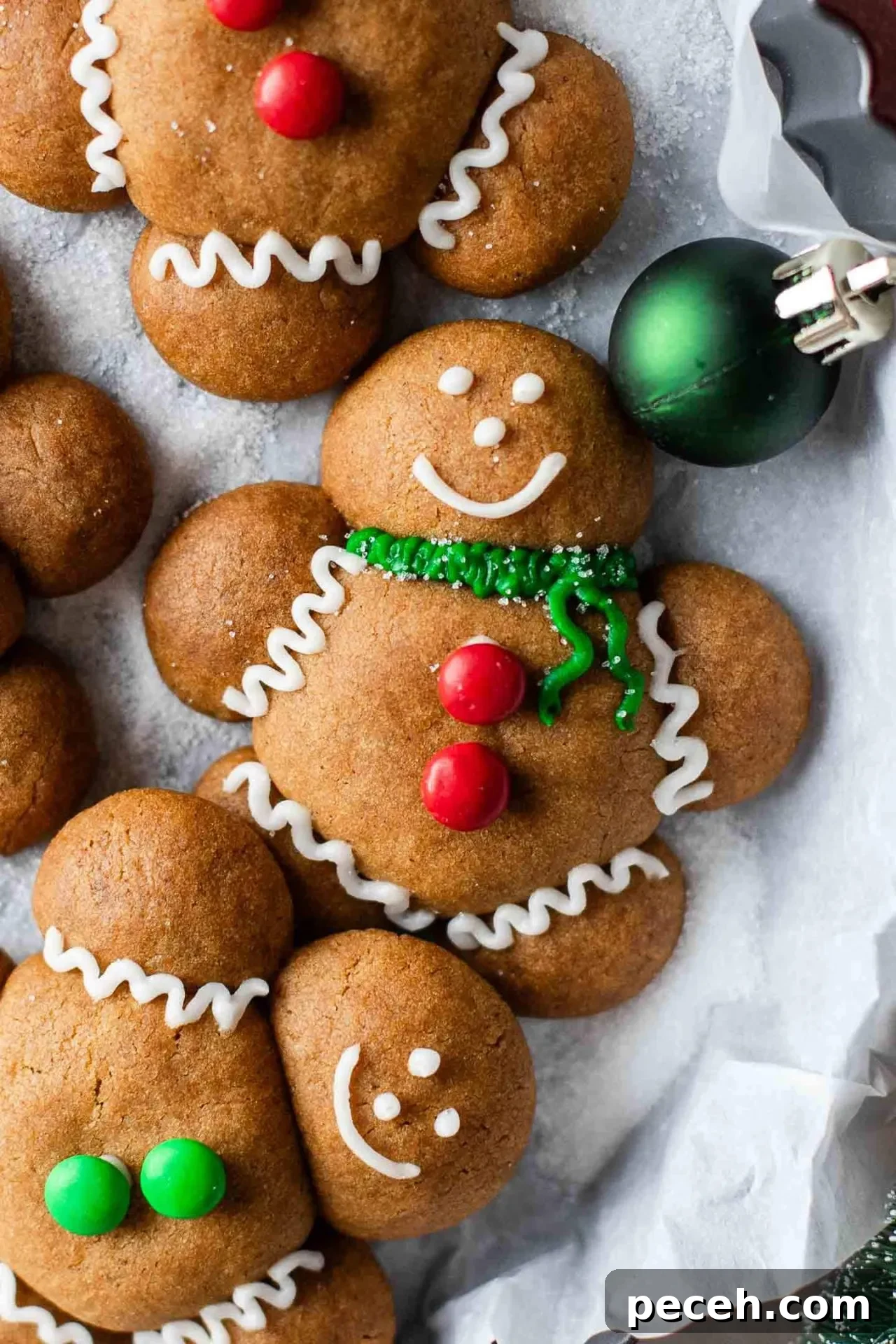 decorated chubby gingerbread men in serving plate