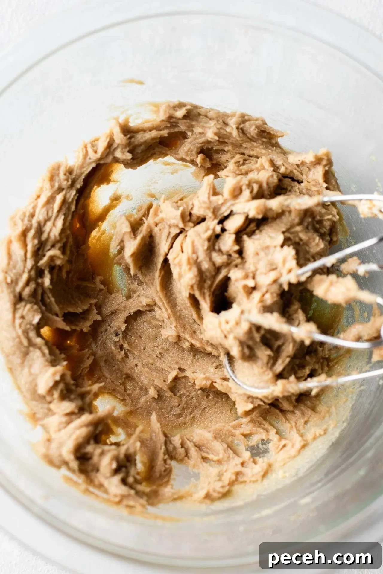 butter and sugar creamed together in bowl
