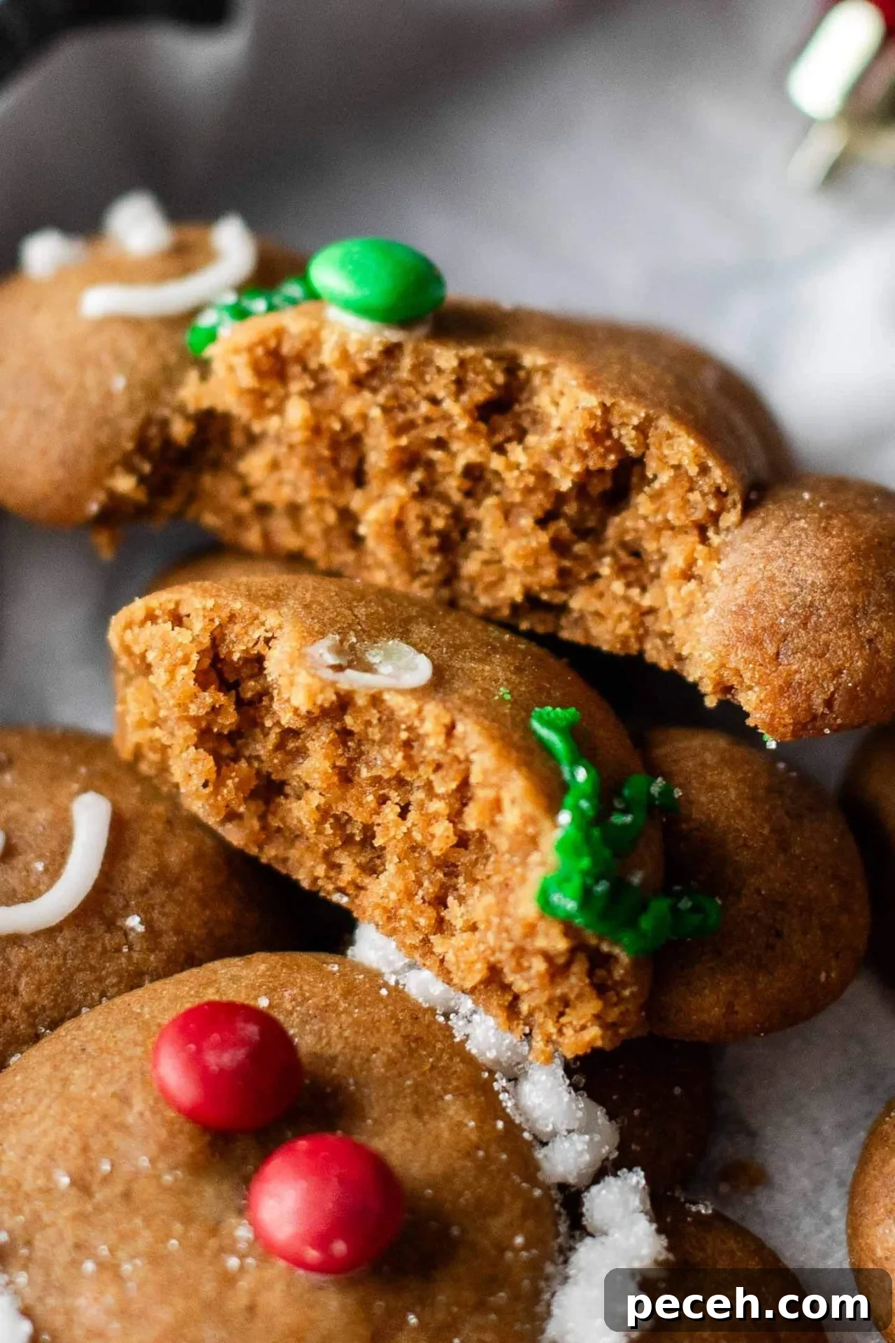 decorated chubby gingerbread men in serving plate