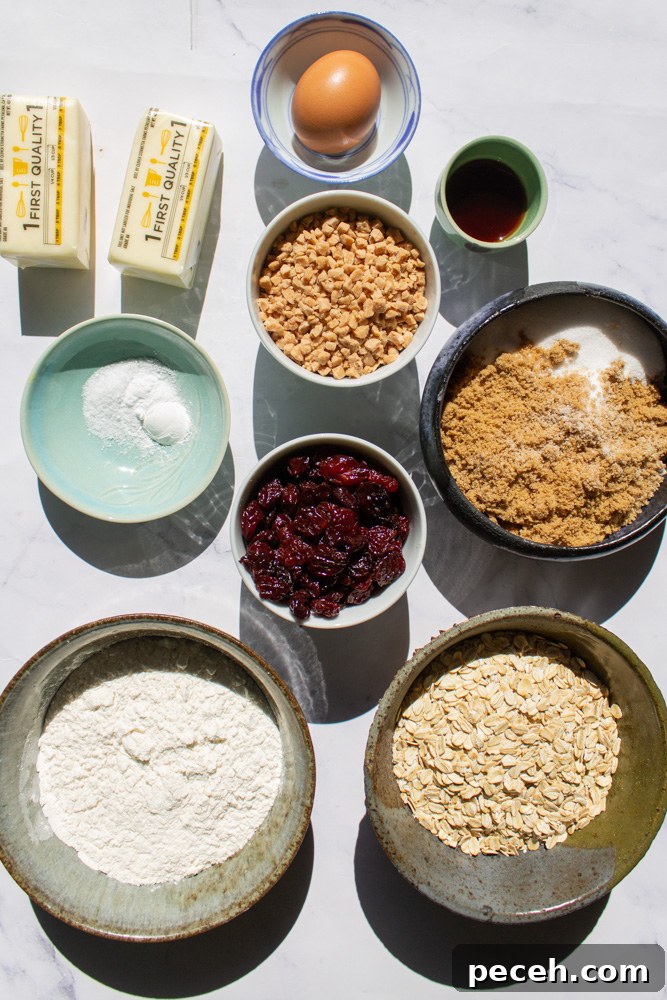 Cherry Toffee Oatmeal Cookies Recipe — Chewy Cherry & Toffee Bites 4 cherry toffee oatmeal cookie ingredients