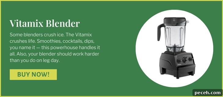 Mango Spinach Smoothie Recipe for Energy and Glow 6 green block with white writing featuring a Vitamix Blender.