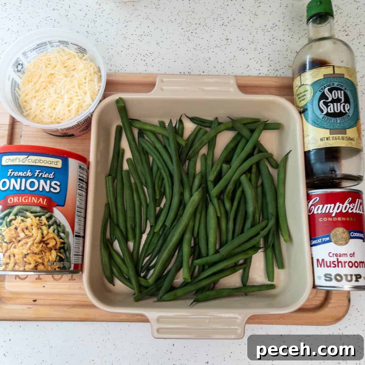 Crispy Green Bean Casserole in the Air Fryer (Also Oven) 3 Air fryer green bean casserole ingredients.