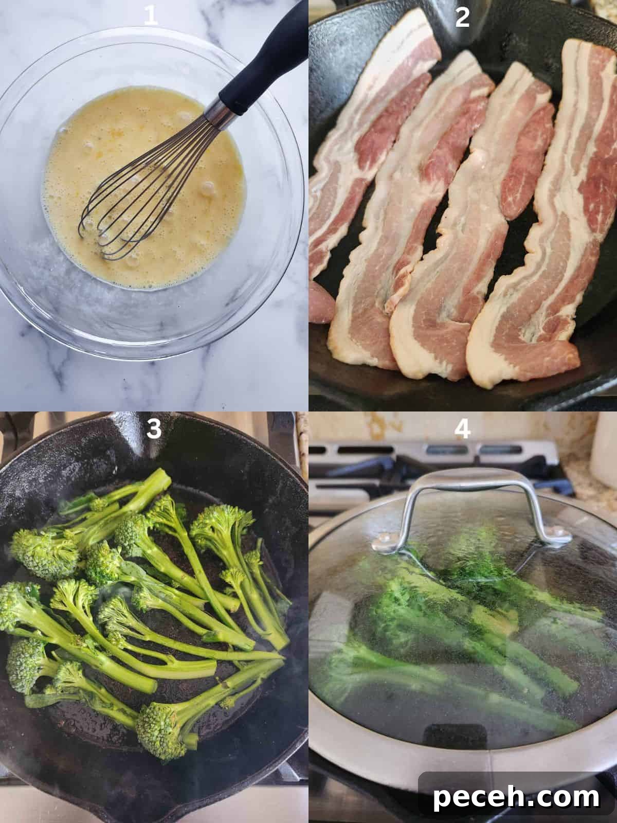 Steps to make broccolini, numbered from one to four.