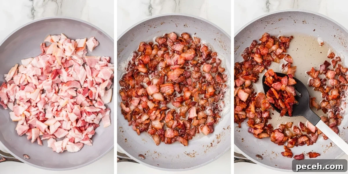 Quick and Flavorful Canned Green Beans Recipe 5 frying crispy bacon in a skillet
