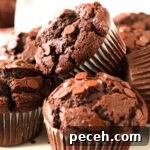 A stack of double chocolate muffins