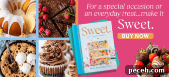 Classic Homemade Pumpkin Pie: Simple Recipe for Perfect Fall Dessert 16 A cookbook titled Sweet by Beth Baumgartner is surrounded by images of cakes, cookies, cupcakes, and chocolate-dipped strawberries. Text reads: For a special occasion or an everyday treat...make it Sweet. BUY NOW.