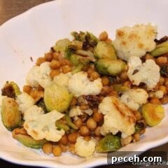 Roasted Brussels Sprouts, Cauliflower & Chickpea Bowl with Lemon Tahini 3 Brussels sprouts, cauliflower and chickpeas
