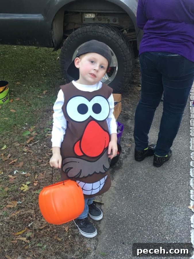 DIY "Mr Potato Head" halloween costume idea - sensory friendly great for kids/teens with autism