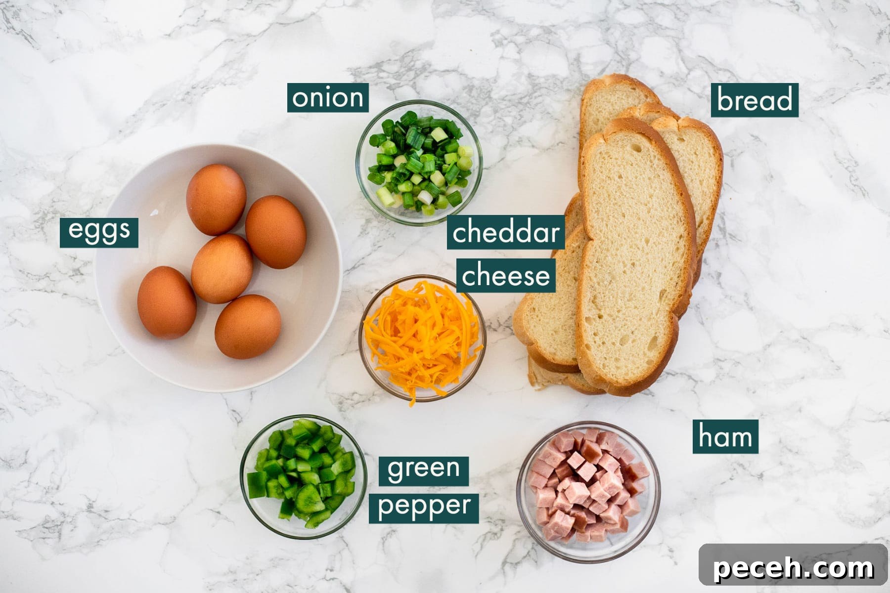 Classic Western Omelette Sandwich Recipe: How to Make It at Home 3 Ingredients for a western sandwich with text labels.