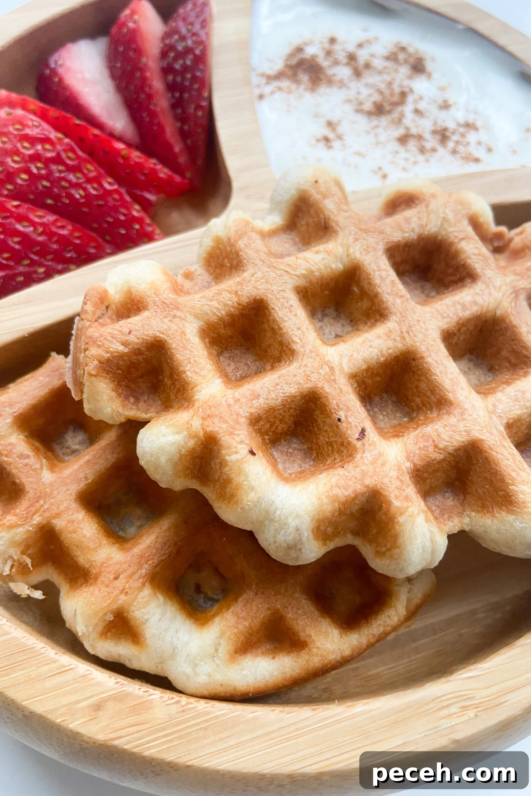 Waffle Recipes for Babies and Toddlers: 10+ Nutritious Ideas 13 Stuffed croffles served with strawberries and yogurt